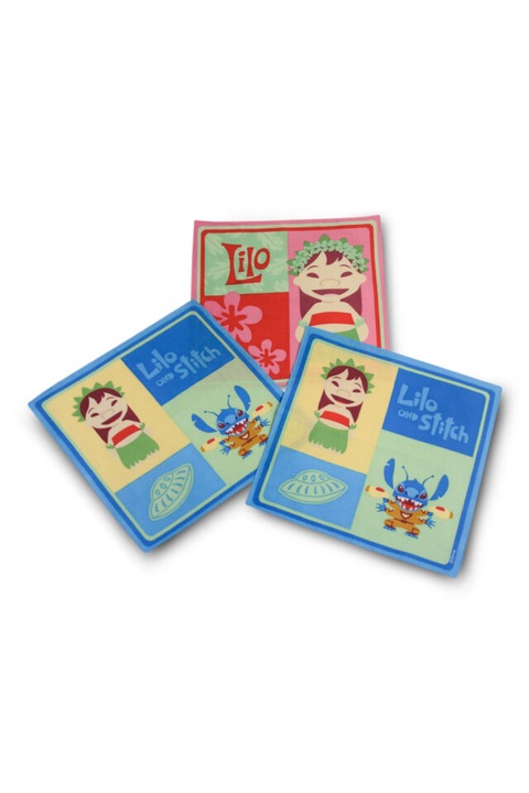 C07 Gyerek textilzsebkendő 3 db - Lilo and Stitch kék