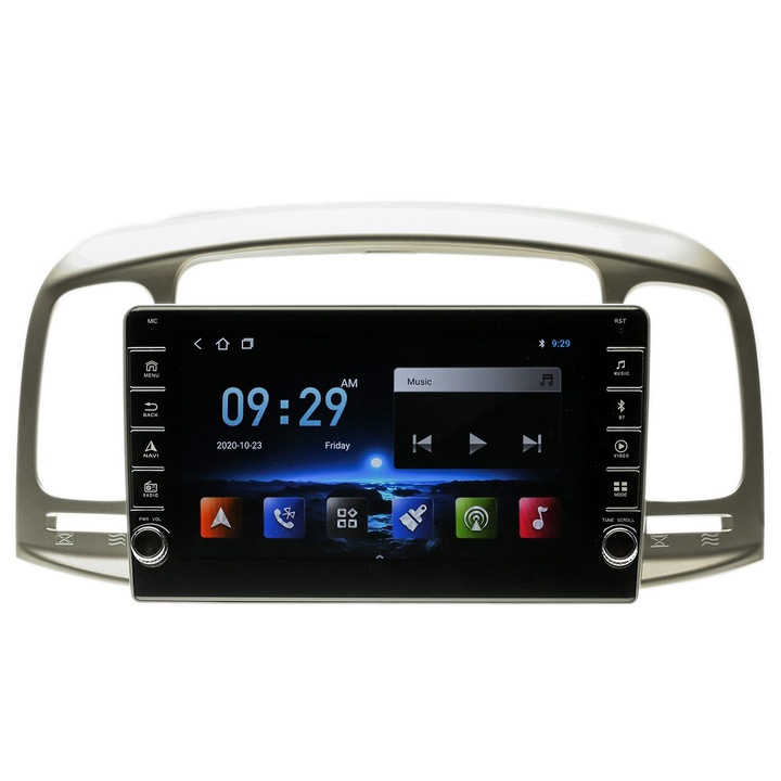 Navigatie AUTONAV Android GPS Dedicata Hyundai Accent 2005-2011, Model PRO Memorie 64GB Stocare, 2GB RAM, Butoane Laterale Si Regulator Volum, Display 8" Full-Touch, WiFi, 2 x USB, Bluetooth, Quad-Core 4 * 1.8GHz, 4 * 50W Audio