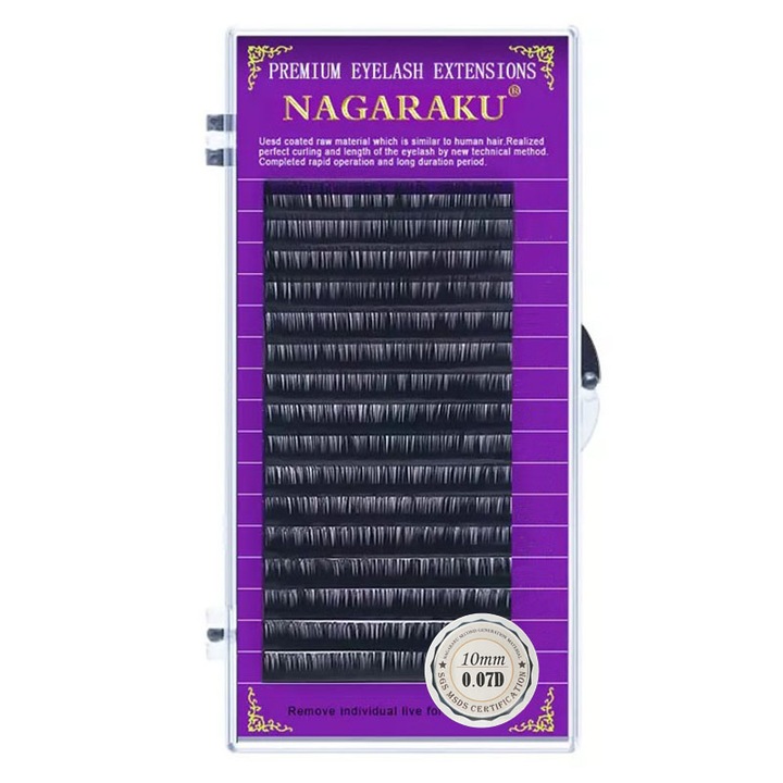 Set de 16 bucati gene false, Nagaraku, Premium, negru, 9 mm, 0.07 mm, C