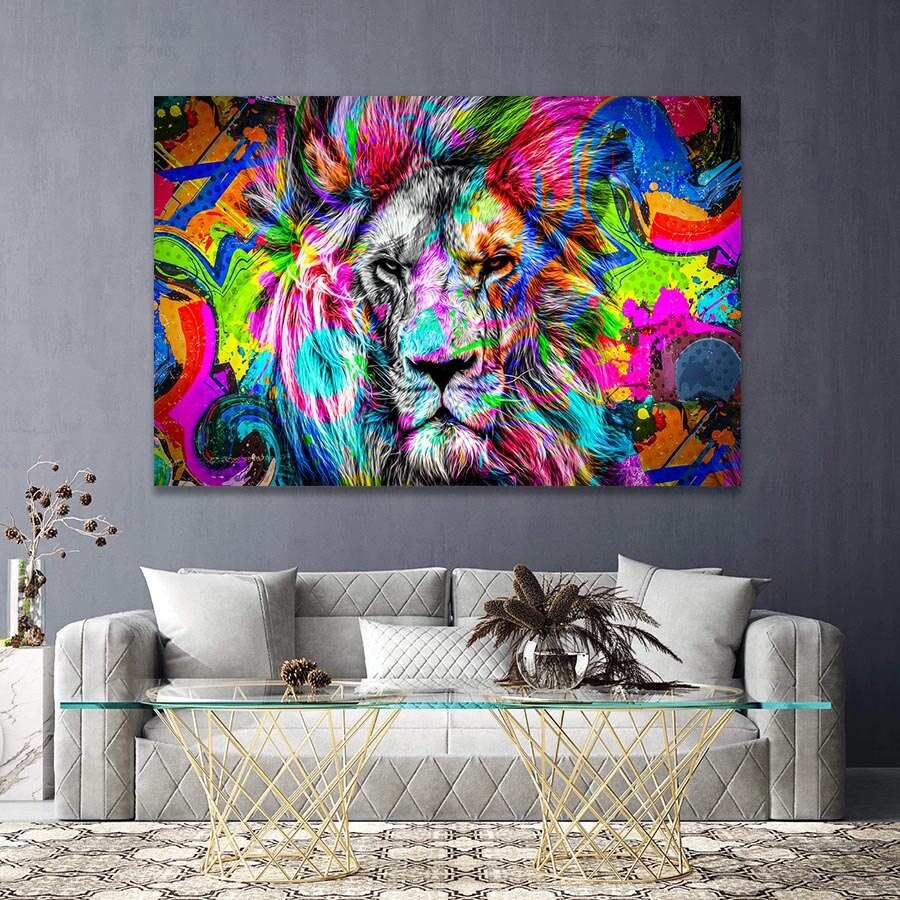 Tablou Canvas, Angry Lion, 80x120cm - eMAG.ro
