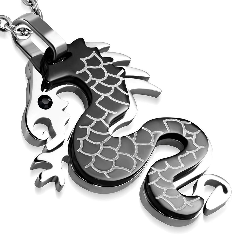 Pandant otel inox dragon Argintiu - BeSpecial