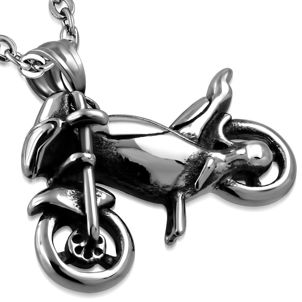 Pandant biker din otel inox motocicleta Argintiu - BeSpecial