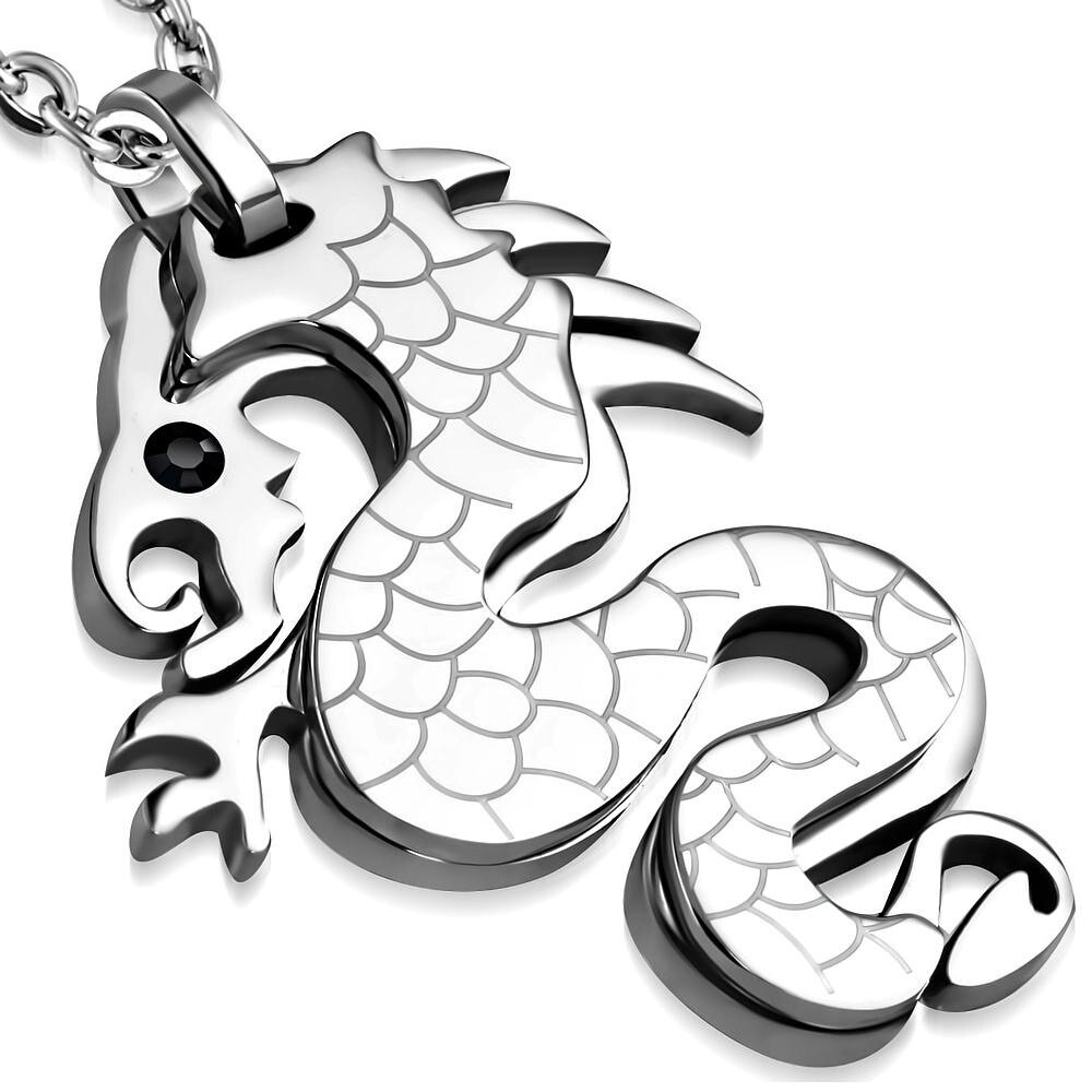 Pandant otel inox dragon Argintiu - BeSpecial