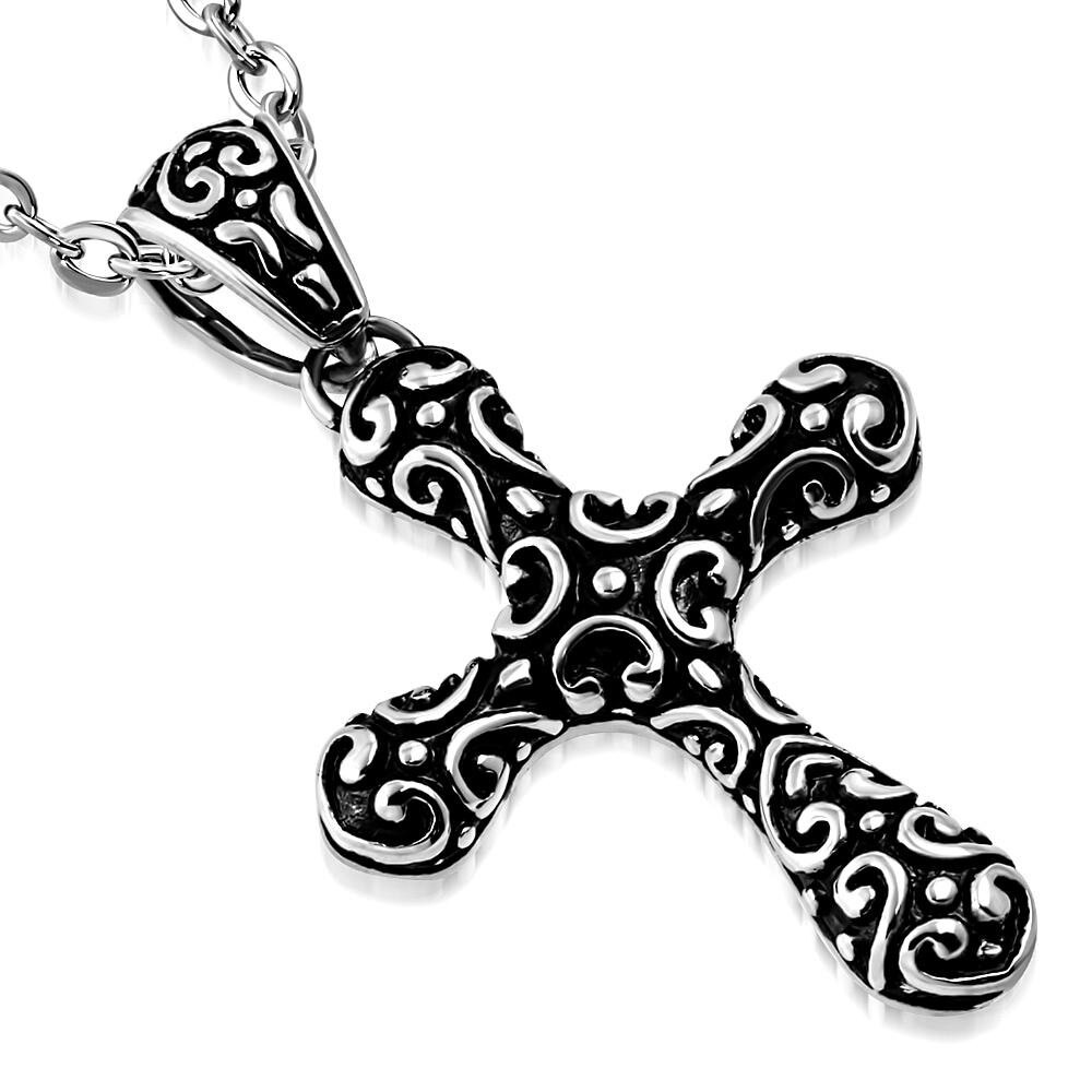 Pandant otel inox cruce model biker Argintiu - BeSpecial