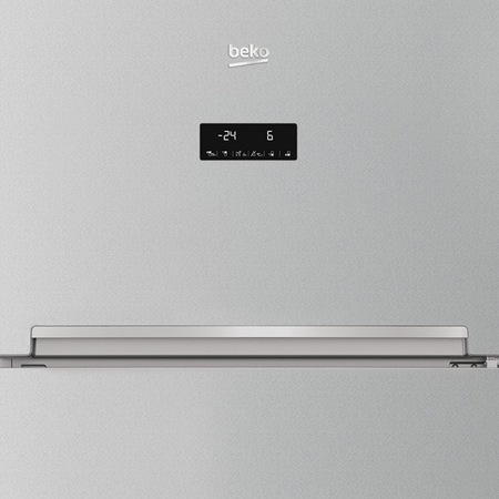 Frigider cu doua usi Beko RDNE535E20DZM, 471 l, Dozator apa, Display, Clasa A+, NeoFrost, H 193 cm, Gri Sidef