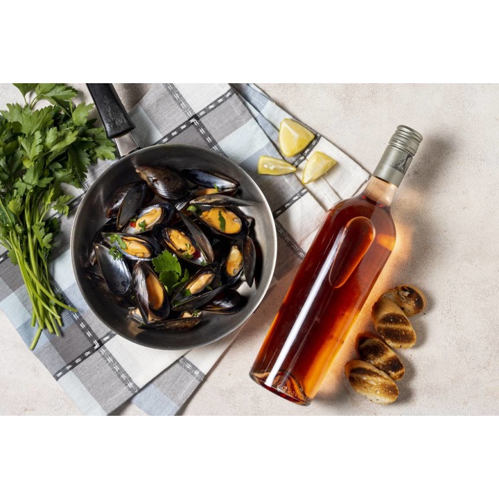 PVC öntapadó tapéta - Borosüveg kagylóval és pirítóssal, 100 x 150 cm