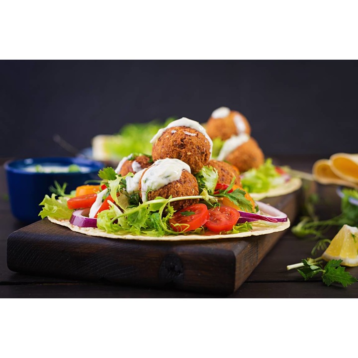 PVC öntapadós tapéta - Tacos zöldsalátával és paradicsommal, 100 x 150 cm