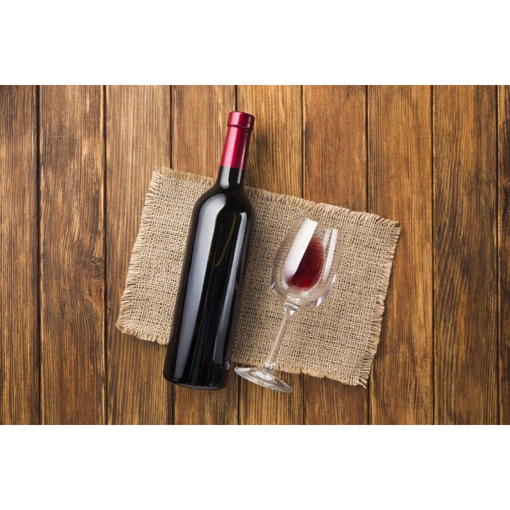 Sticker perete - Prezentare Sticla De Vin Si Pahar, 130x80 cm