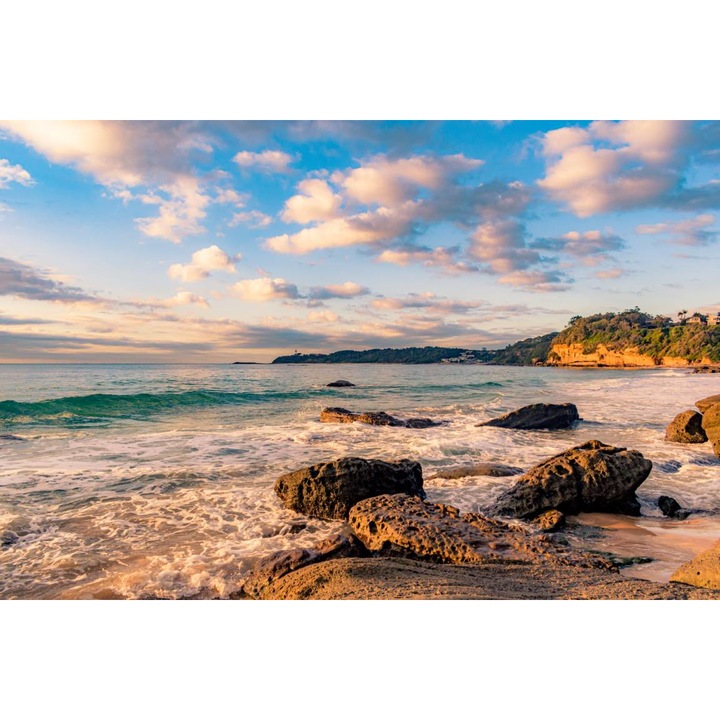 PVC öntapadós tapéta - Sunset On The Beach With Rocks, 100 x 150 cm
