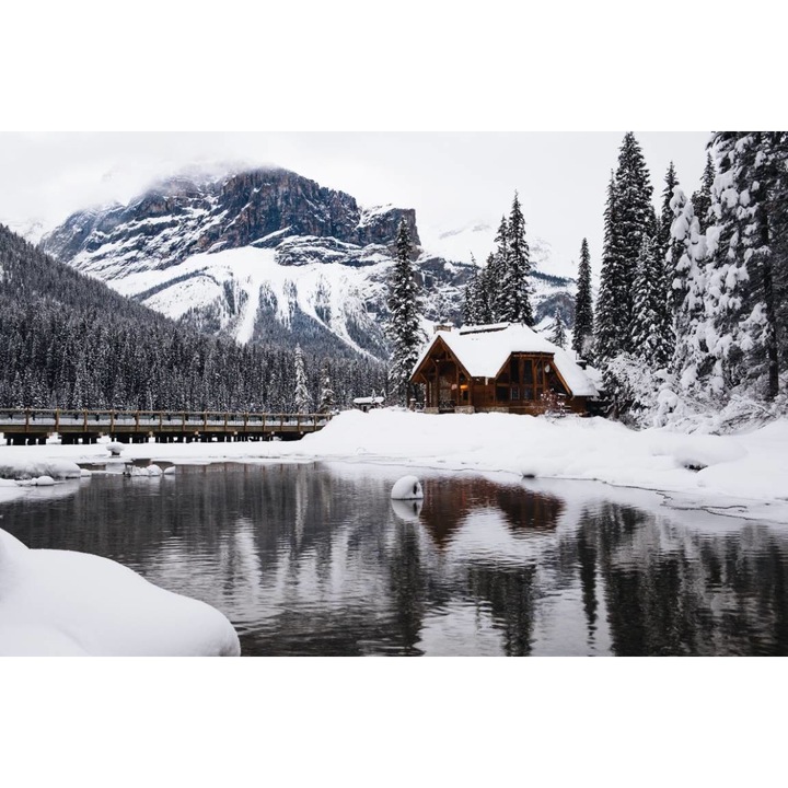 PVC öntapadó tapéta - Faház a hegyek lábánál, 100 x 150 cm