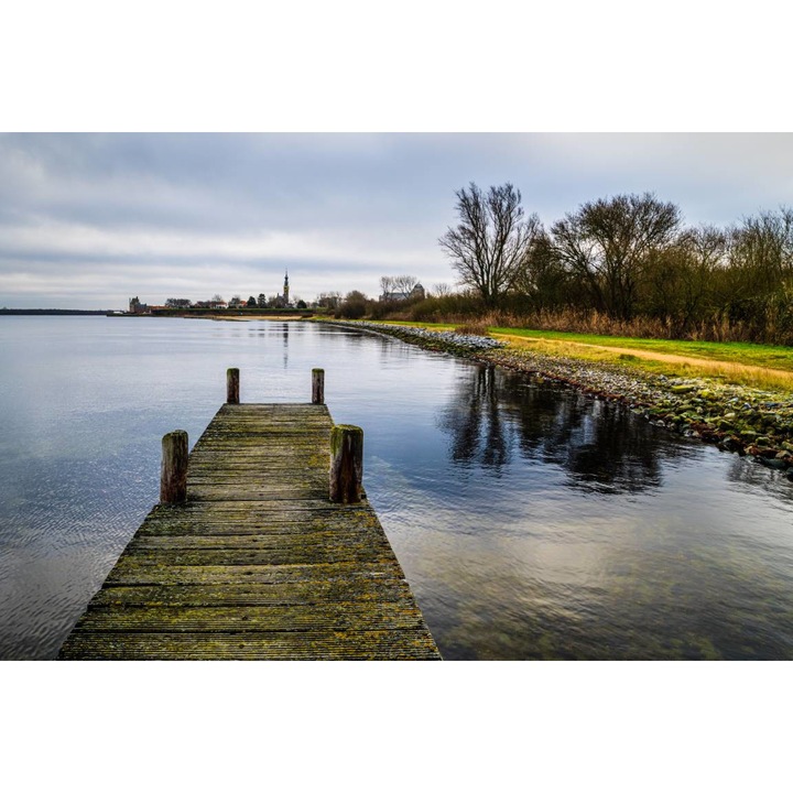 PVC öntapadó tapéta - The Wooden Dock By The Lake, Hollandiában, 100 x 150 cm
