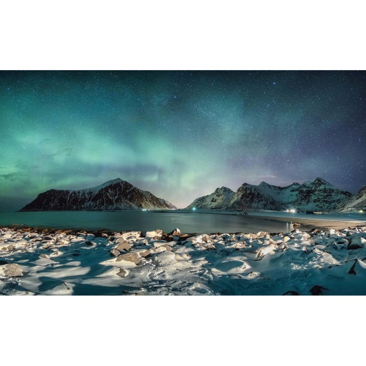 Öntapadó PVC tapéta - Hegy, Tó és Csillagok az égen, 100 x 150 cm