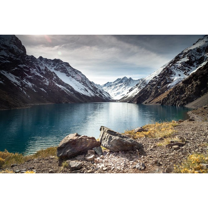 PVC öntapadó tapéta - Inka-tó lagúna havas hegyekkel körülvéve, 100 x 150 cm