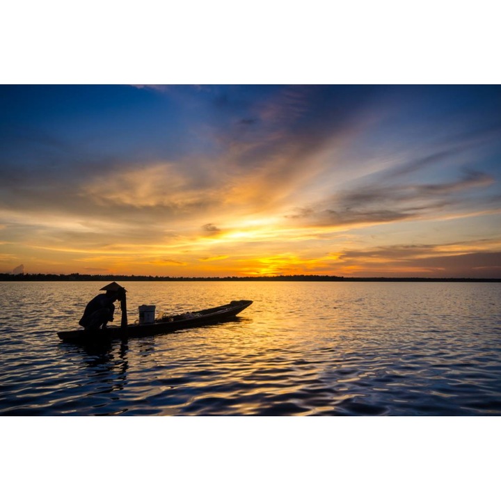 PVC öntapadó tapéta - The Fisherman On The Sea At Sunrise, 100 x 150 cm