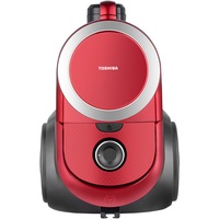 Aspirator fara sac Toshiba VC-BL070CR, 700W, 26.4 kWh/an, recipient praf 1.8L, Cyclone force, accesorii: tub telescopic, perie standard, accesoriu spatii inguste, perie praf, perie tapiterie, perie parchet, Rosu