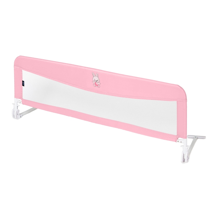 Margine de siguranta pentru pat Juju Safe Sleep, copii 18 luni-5 ani, rabatabila, 153cm x 50 cm, Hunny Bunny, Roz/Gri
