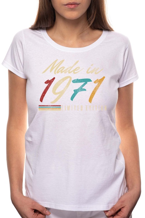 Vintage - Made in 1971, Kerek nyakú női póló, 100% Pamut, 510, Fehér