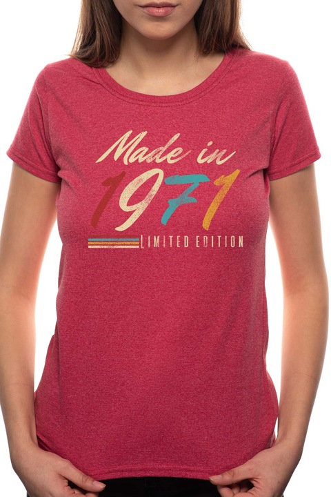 Vintage - Made in 1971, Kerek nyakú női póló, 100% Pamut, 510, Bordó