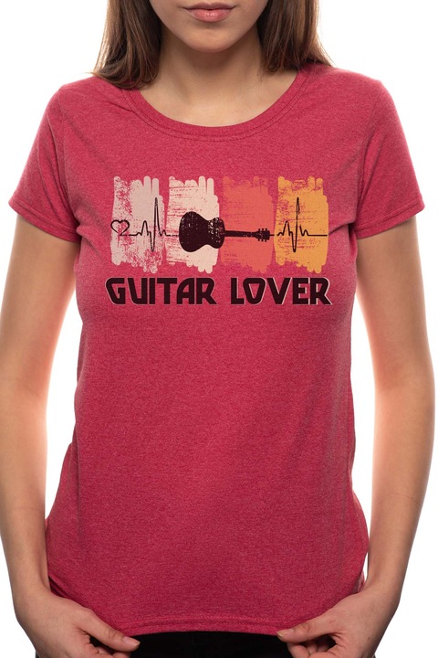 Guitar Lover, Kerek nyakú női póló, 100% Pamut, 514, Bordó