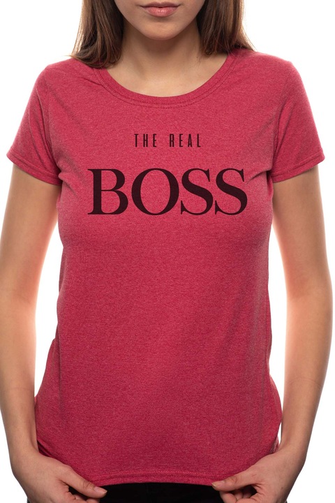 Boss, Kerek nyakú női póló, 100% Pamut, 515, Bordó