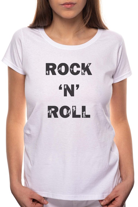 Rock 'n' Roll, Kerek nyakú női póló, 100% Pamut, 519, Fehér