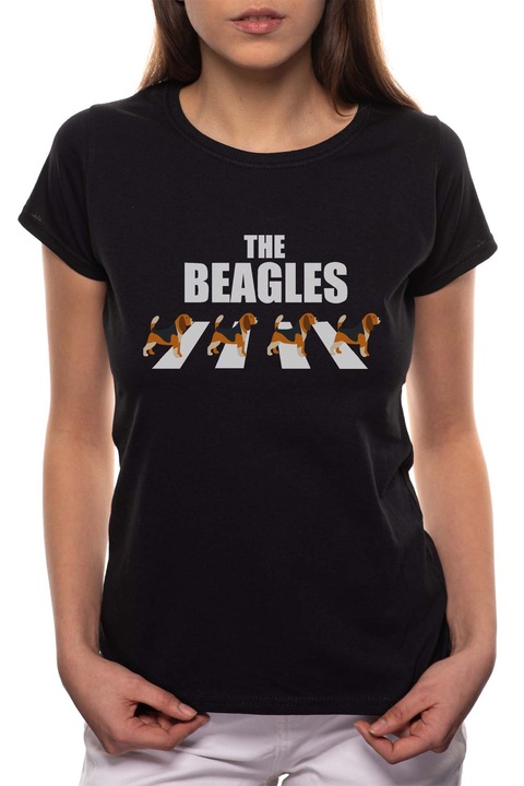 The Beagles, Kerek nyakú női póló, 100% Pamut, 524, Fekete