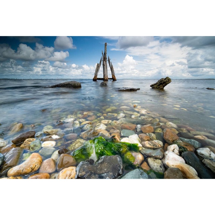 PVC öntapadós tapéta - Kövek a csendes víz partján, 100 x 150 cm