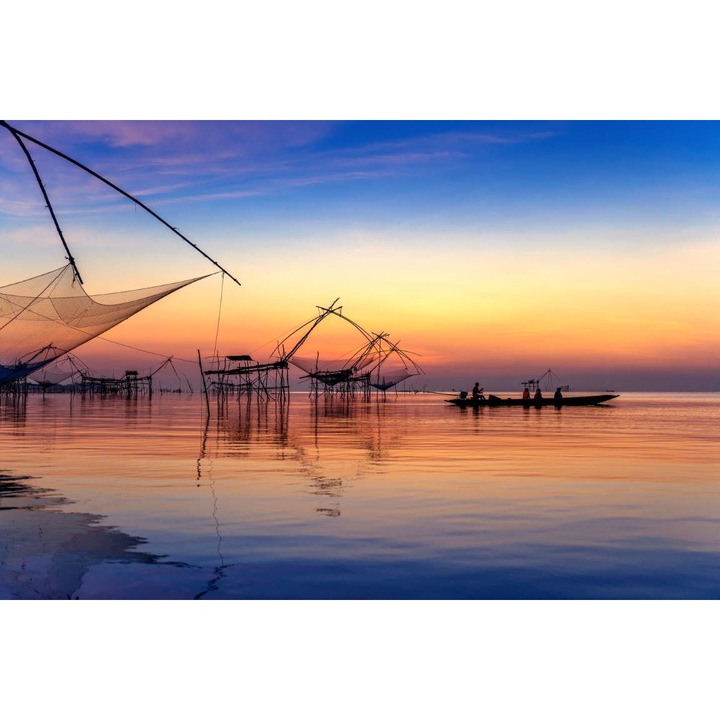 PVC öntapadó tapéta - Horgászhálók vízben Thaiföldről, 100 x 150 cm