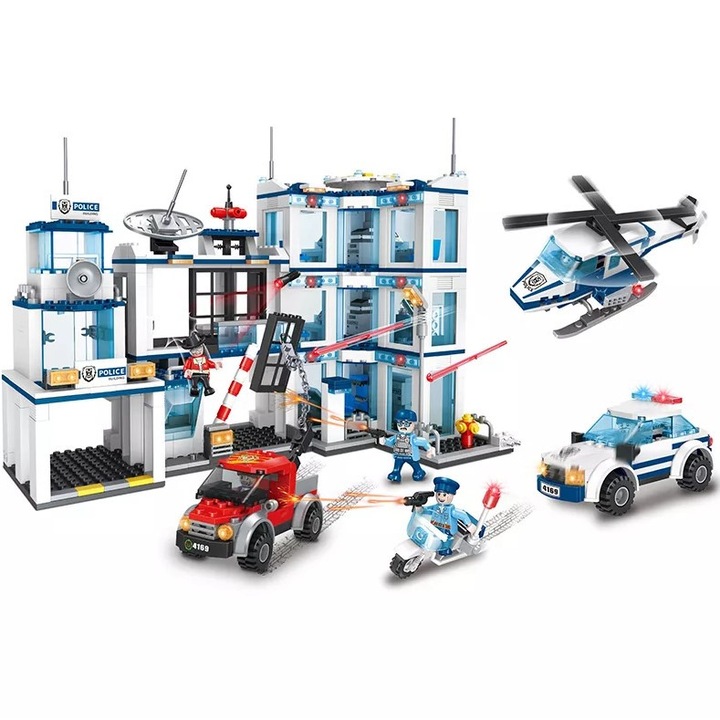Gyerek építőkészlet Sonne Home, NYPD, Rendőrségi parkolóház, 950 alkatrész