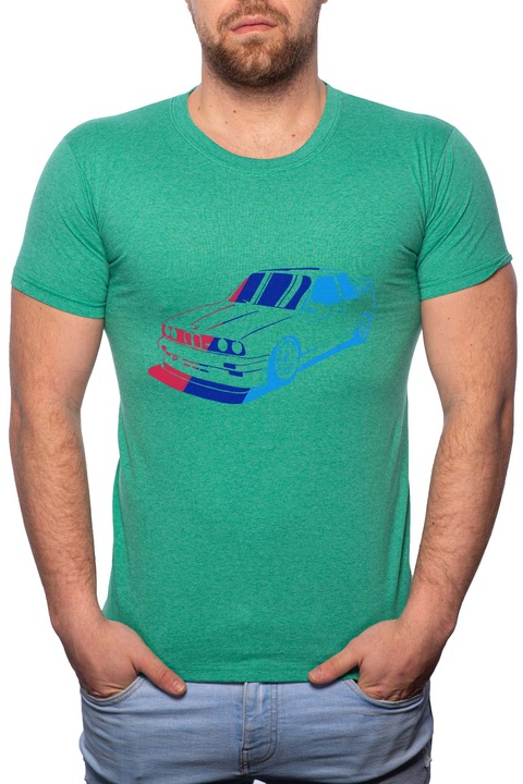 BMW - M Outline, Normál fazonú feliratos férfi poló, 100% Pamut, 523, Zöld