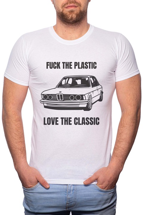 Classic Car, Normál fazonú feliratos férfi poló, 100% Pamut, 531, Fehér