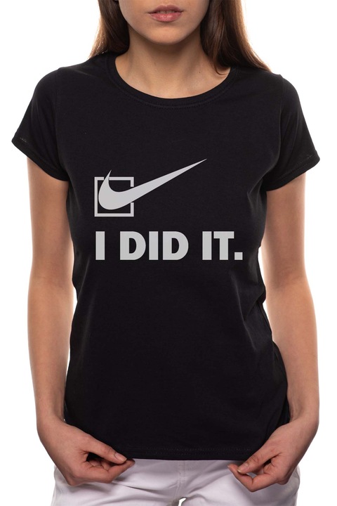 I Did It, Kerek nyakú női póló, 100% Pamut, 529, Fekete