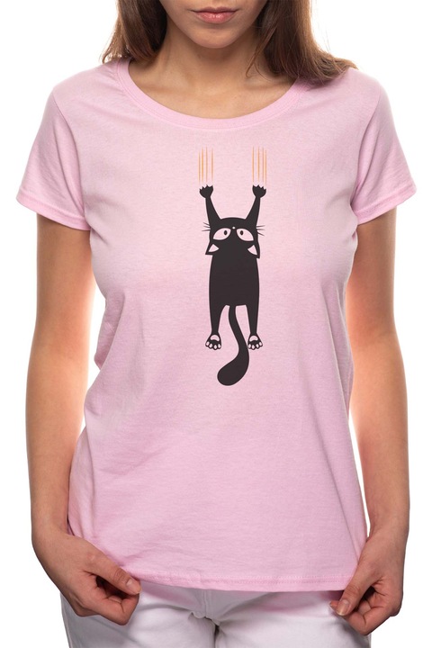 Scratching Cat, Kerek nyakú női póló, 100% Pamut, 551, Rózsaszín