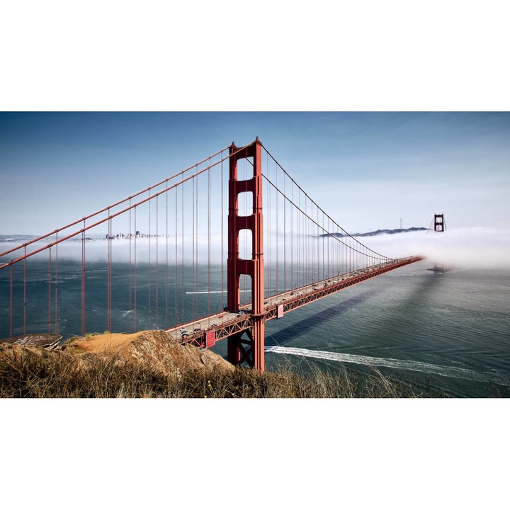 PVC öntapadó tapéta - The Golden Gate Bridge Disappeared In The Fog, 100 x 150 cm