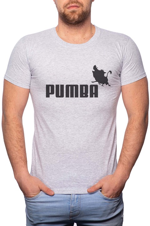 Pumba, Normál fazonú feliratos férfi poló, 100% Pamut, 548, Szürke