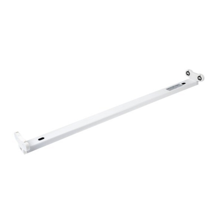 LED szabadon sugárzó lámpatest, egyoldalas bekötés, fehér műanyag test; 2*60cm T8 LED csövekhez IP20