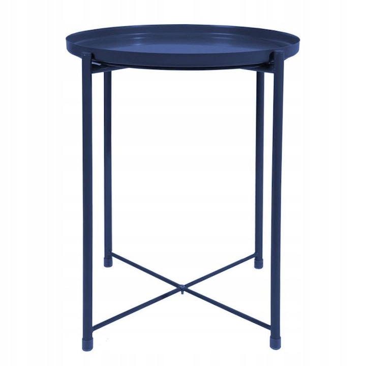 Masa rotunda, Inna, Metal, 44 cm, Albastru inchis