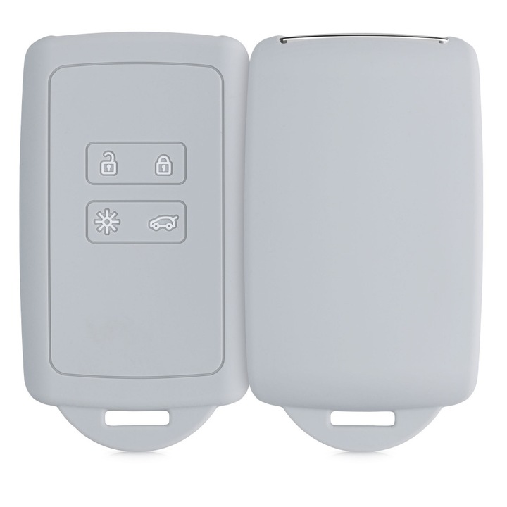 Husa Cheie Auto pentru Renault / Dacia - 4 Butoane - Keyless Go, kwmobile, Silicon, Gri, 48035.22