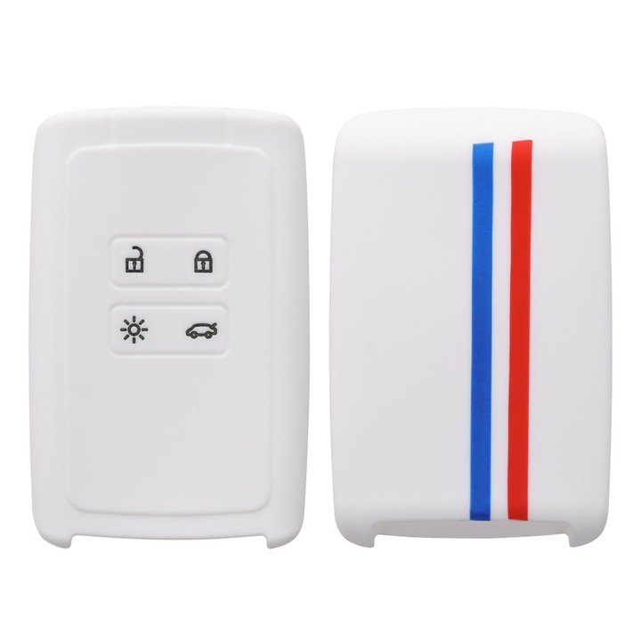 Husa Cheie Auto pentru Renault / Dacia - 4 Butoane - Keyless Go, kwmobile, Silicon, Alb, 54807.03