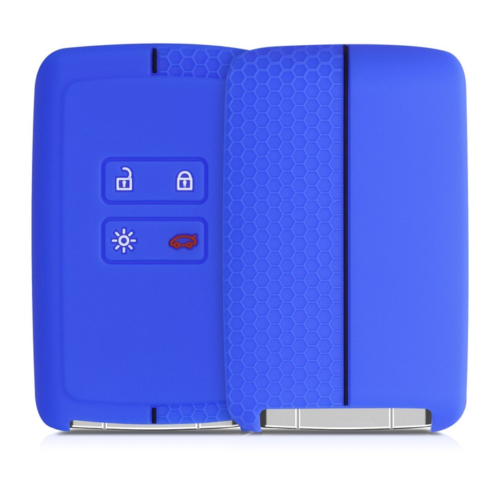 Husa Cheie Auto pentru Renault / Dacia - 4 Butoane - Keyless Go, kwmobile, Silicon, Albastru, 54806.06