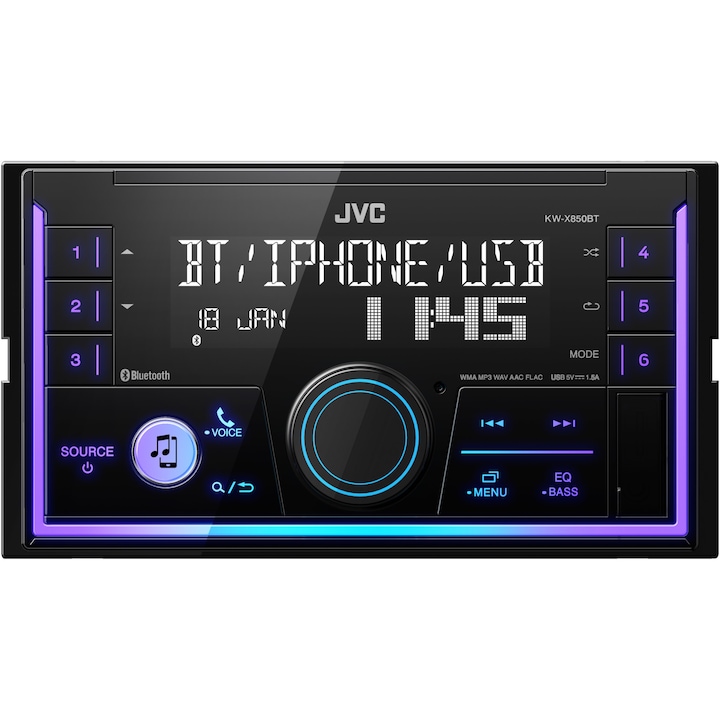 Radio MP3 Player auto 2 DIN JVC KWX850BT, USB, Bluetooth, AUX