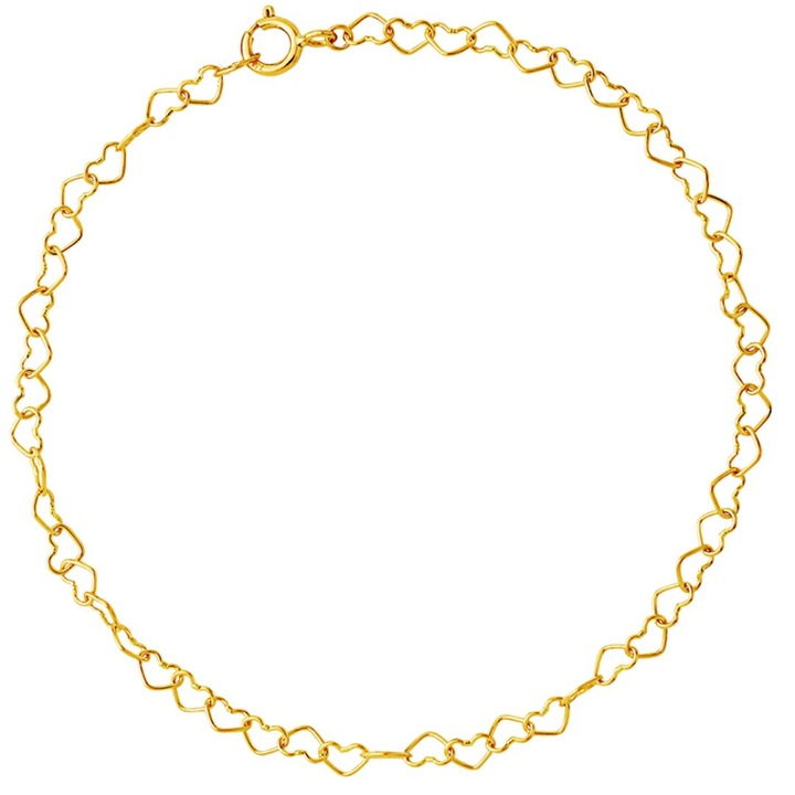 925 ezüst karkötő 24k arany szívlánc, GlassIdeas, talizmán szimbólum, bűbájokhoz, sárga aranyozott, maximálisan állítható hosszúság 20 cm