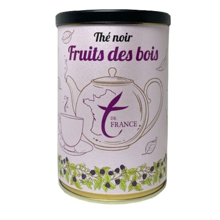 Черен чай, Thé Noir Fruits des Bois, горски плодове, метална кутия, 90гр - 50 порции