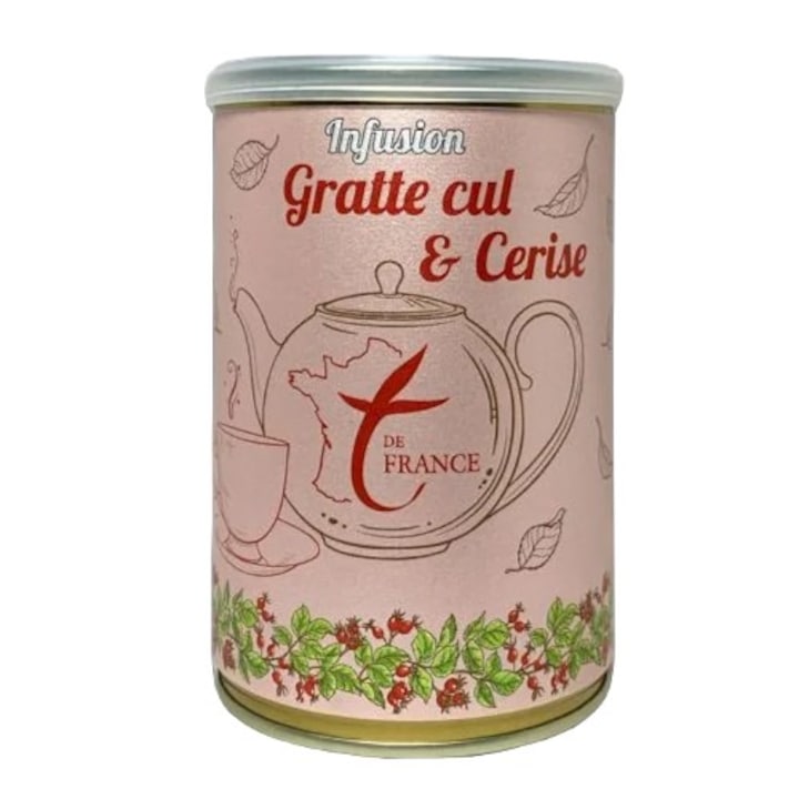 Tea Infusion Gratte cul et Cerise, запарка от шипки и череши, метална кутия, 100гр - 50 порции
