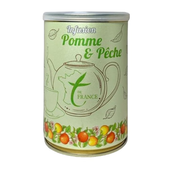 Чай Infusion Pomme et Pêche, запарка от ябълка и праскова, метална кутия, 100гр - 50 порции