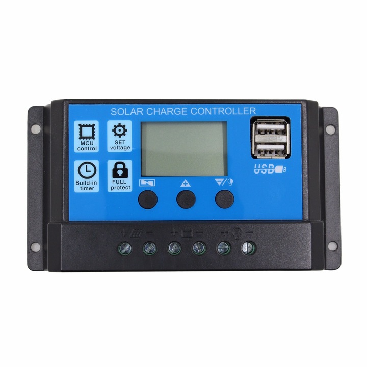 Regulator controler solar PWM 60A, 12V/24V, 2 X USB si LCD