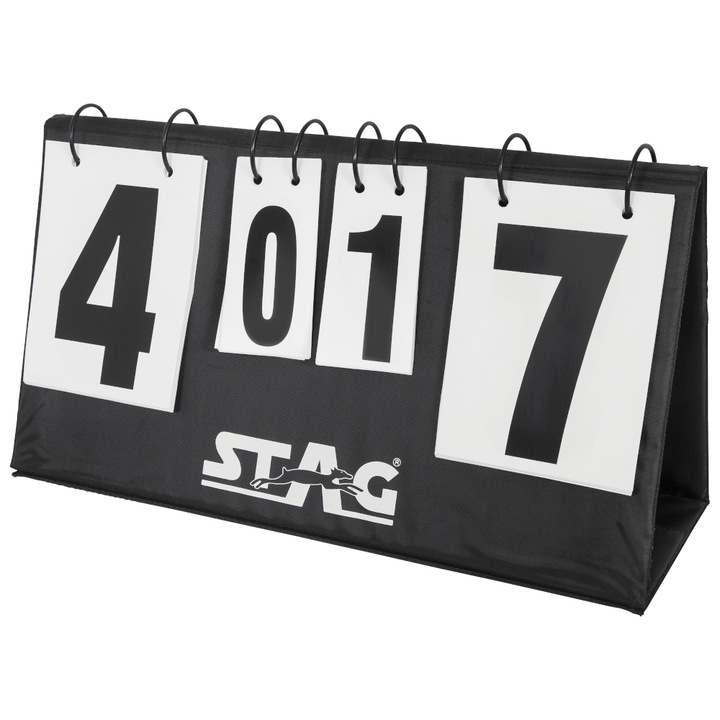 Tabla manuala scor ping pong Stag, ABS, 49 x 25 cm, Negru / Alb