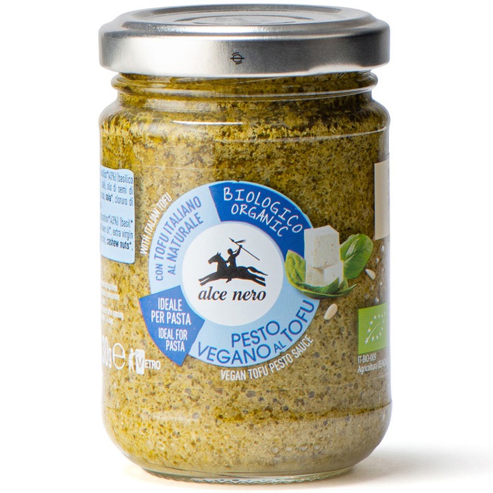 Sos pesto tofu bio vegan cu ulei de masline extravirgin Alce Nero, 130g