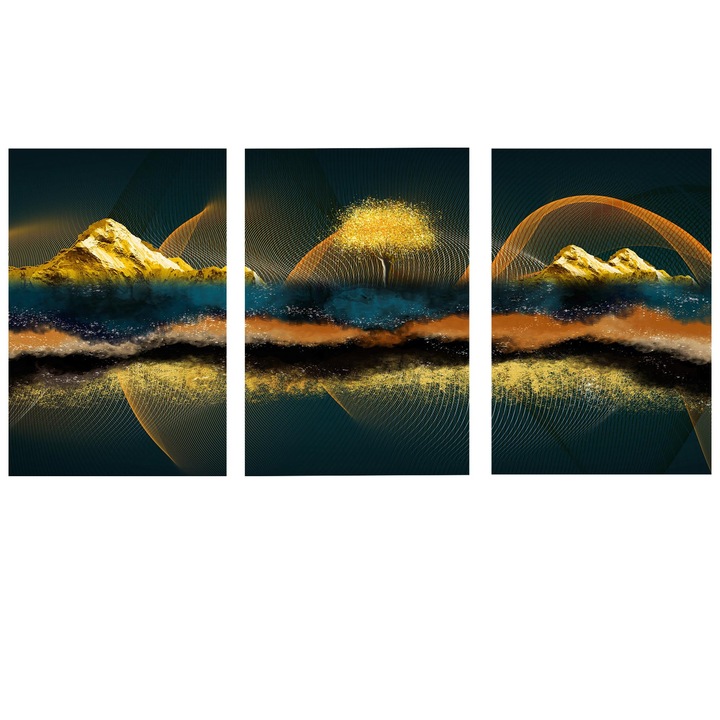 Arthub, 3 Részes Vászonkép, Mountain Waves, 100x210cm