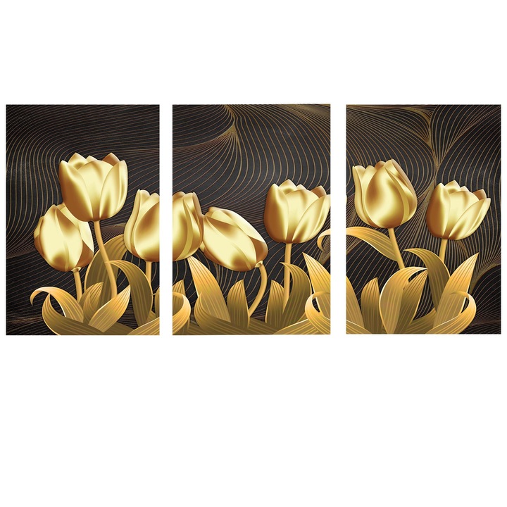 Arthub, 3 Részes Vászonkép, Golden Tulip, 140x270cm